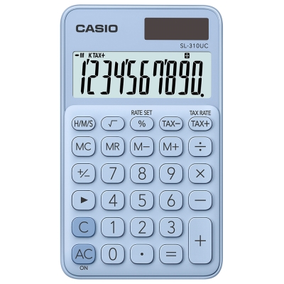 CASIO 10位元甜美馬卡龍輕巧口袋型計算機(SL-310UC-LB)-蘇打藍