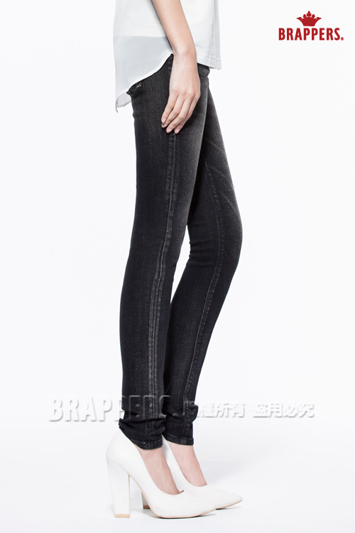 BRAPPERS 女款 新美腳Royal系列-中低腰彈性窄管褲-灰黑