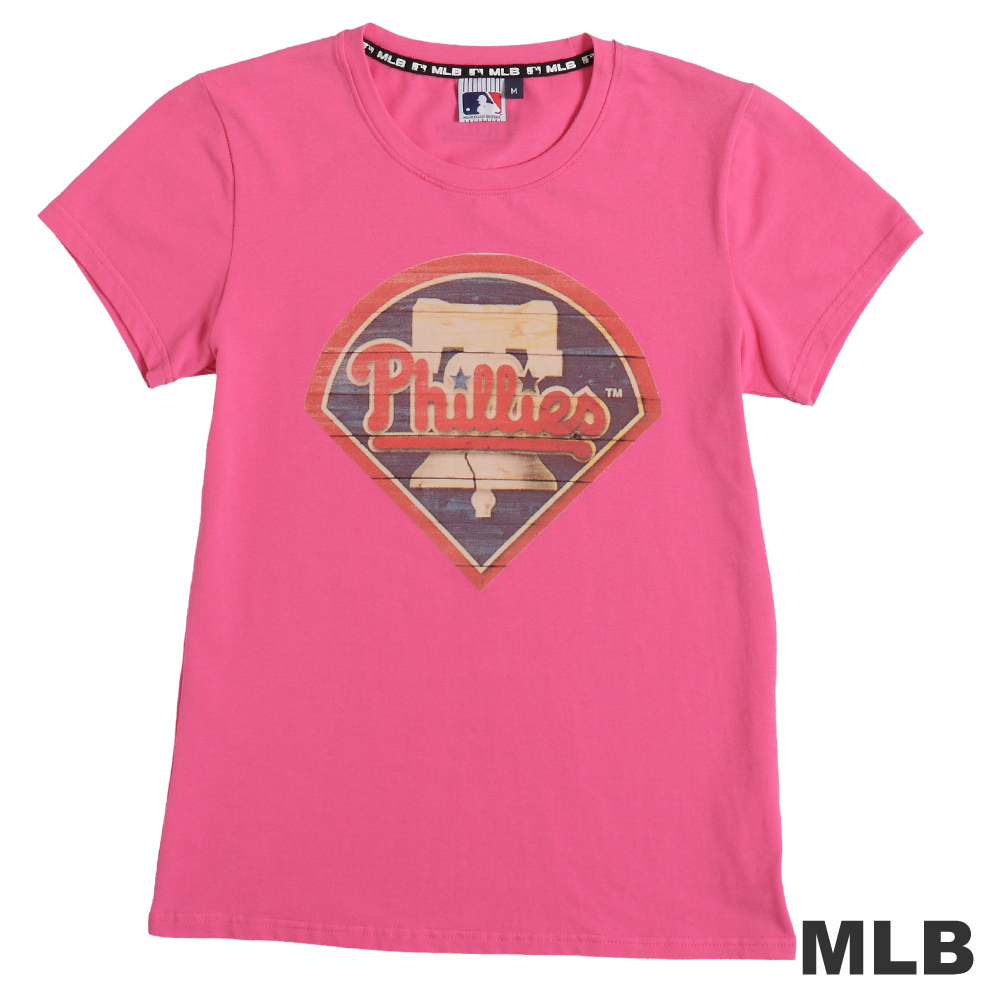 MLB-費城費城人隊細緻木紋T恤-深粉紅(女)