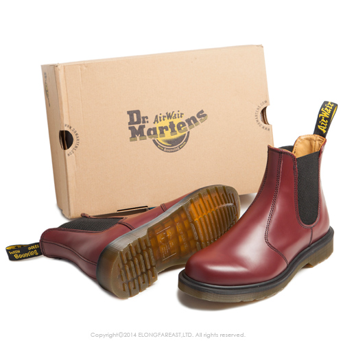 Dr.Martens-側邊鬆緊短靴-男款-櫻桃紅