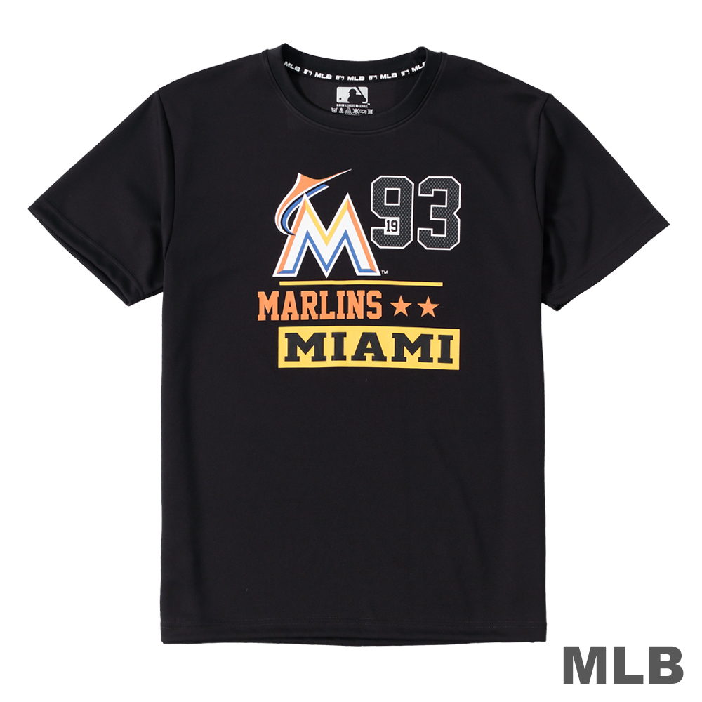 MLB-邁阿密馬林魚隊經典LOGO印花T恤-黑 (男)