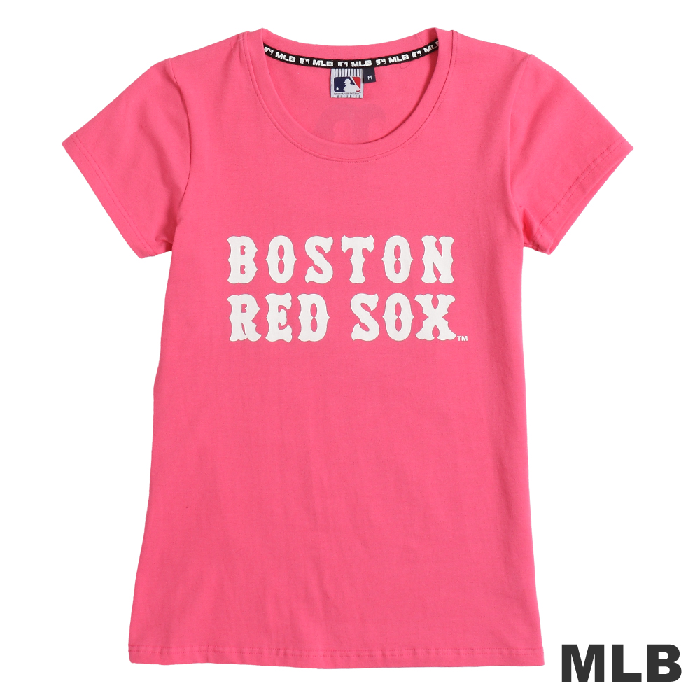 MLB-波士頓紅襪隊前後LOGO短袖T恤-深粉紅(女)