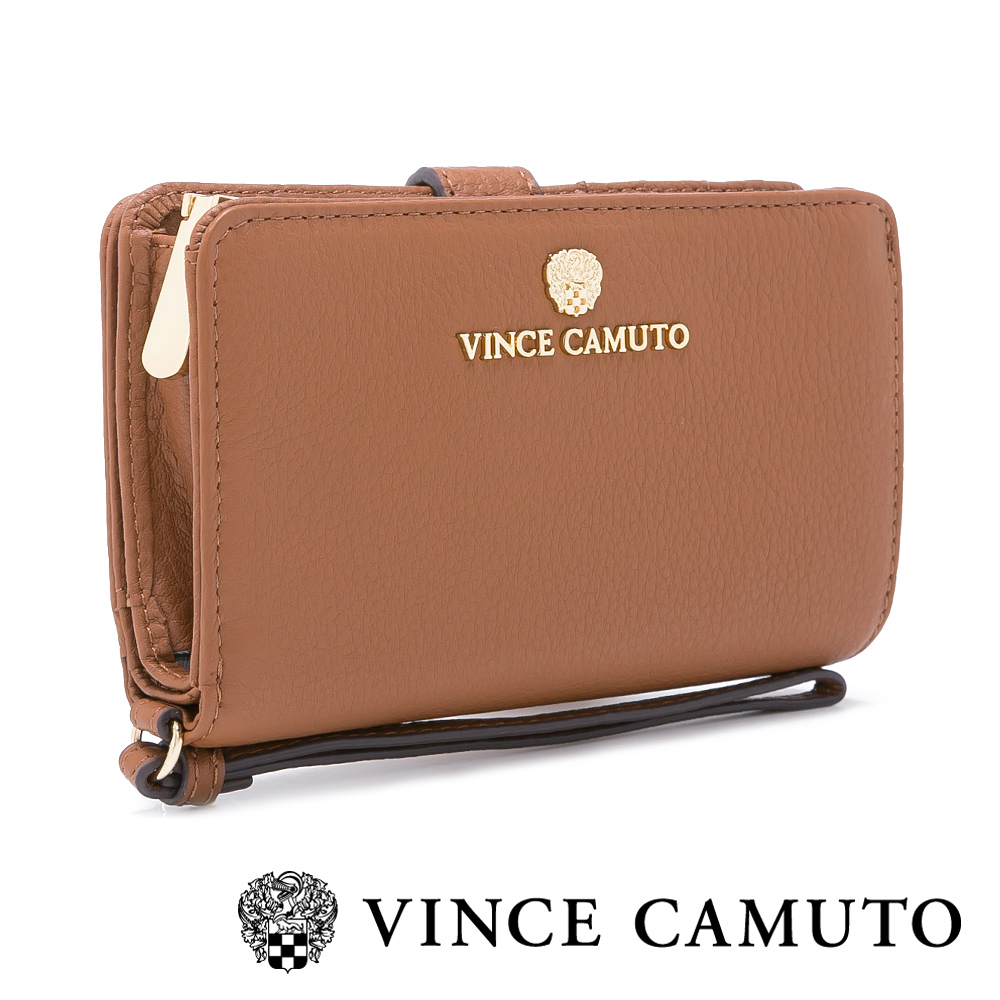 VINCE CAMUTO 小巧經典 高質感皮革高彩方型皮夾-棕色