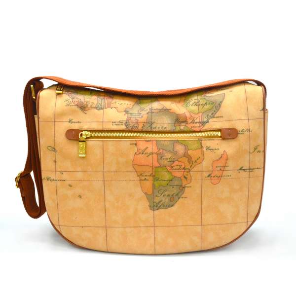Alviero Martini 義大利地圖包 拉鍊斜側背包-地圖黃