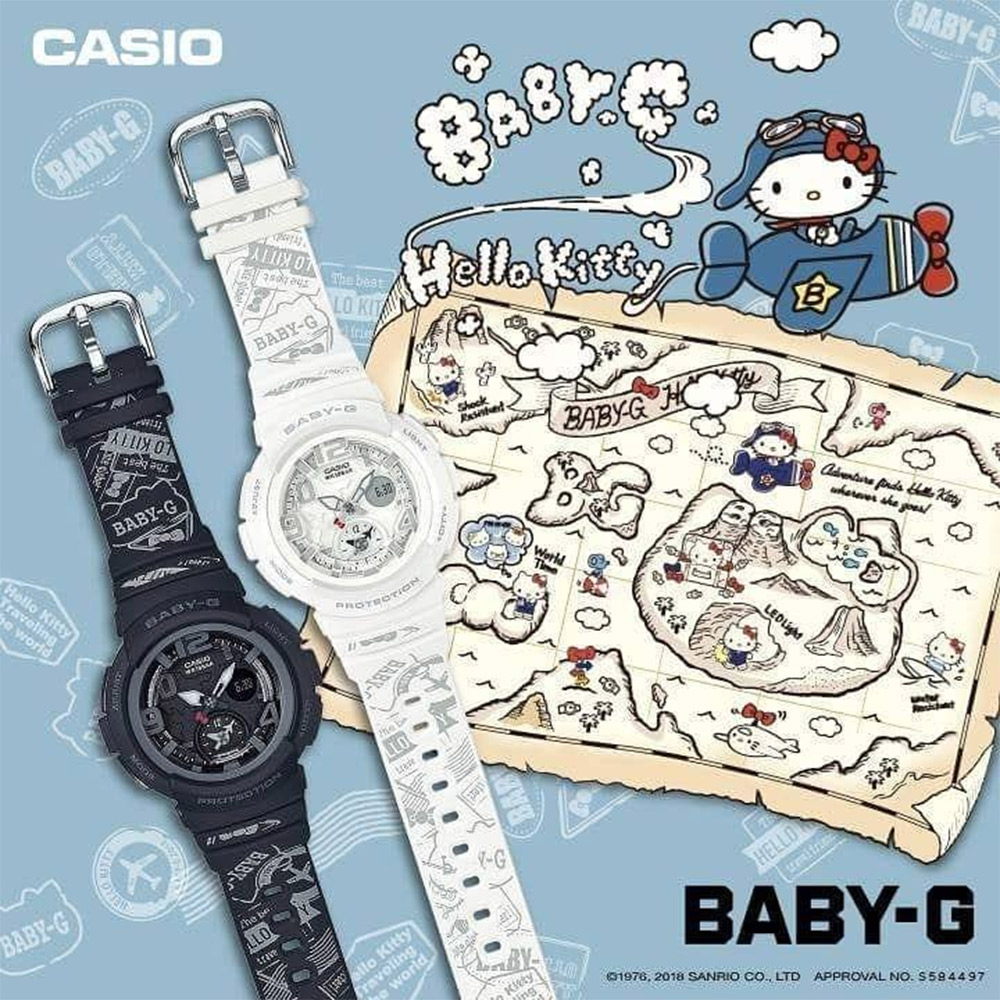 CASIO卡西歐 Hello Kitty聯名BABY-G冒險尋寶限量電子錶-白 | BABY-G | Yahoo奇摩購物中心