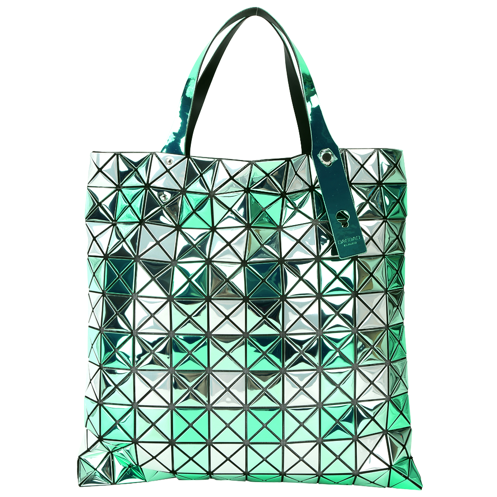 BAO BAO ISSEY MIYAKE PLATINUM 綠銀鏡面托特包(10x10)