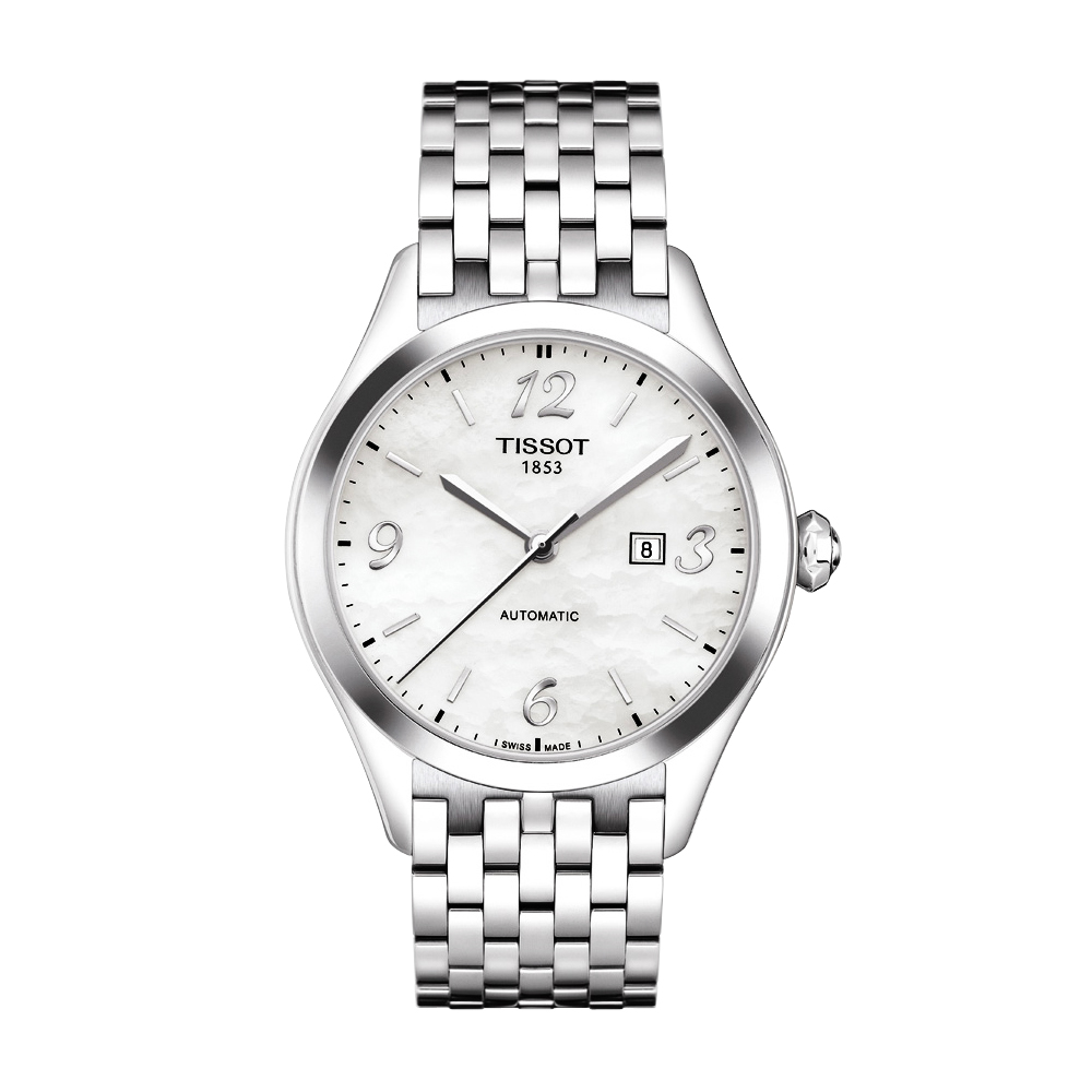 TISSOT 天梭 官方授權 T-one 中性風尚時尚機械女錶(珍珠白)-33mm