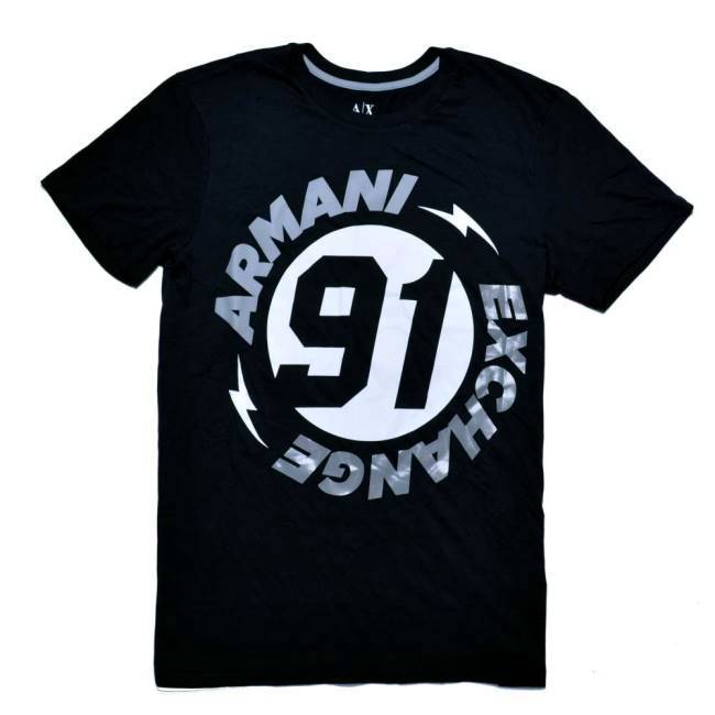 Armani Exchange A/X 高質感休閒字樣 圓領短袖T恤-深藍