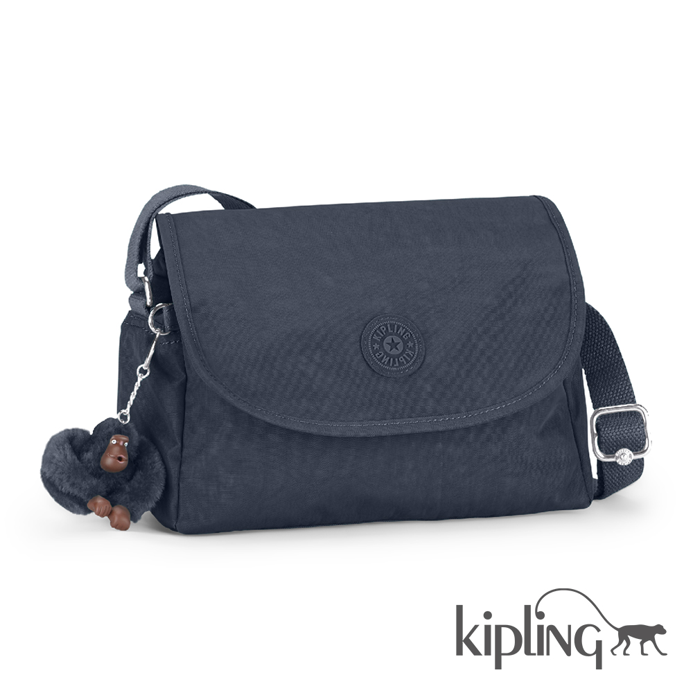 Kipling 斜背包 藍黑素面-小