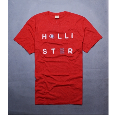 HOLLISTER Co.  LOGO貼布休閒圓領棉短T-紅