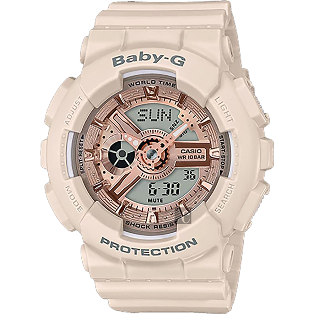 CASIO卡西歐Baby-G 特別顏色版雙顯手錶-玫瑰金x杏色BA-110CP-4ADR | BABY-G | Yahoo奇摩購物中心