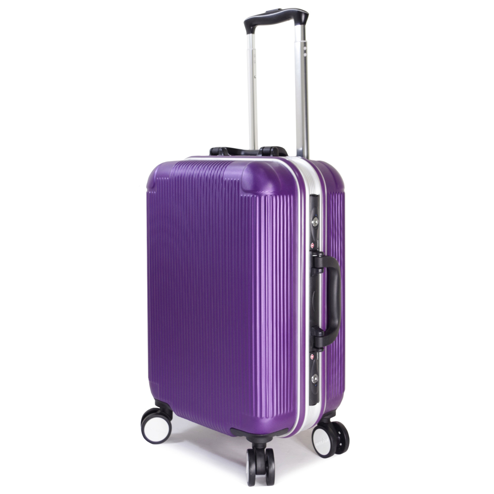 【WALLABY】20吋直條紋ABS鋁框行李箱/魅力紫(HTX-1503-20P)