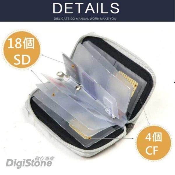 DigiStone 22片裝多功能記憶卡收納包(18SD+4CF)-黑X1P