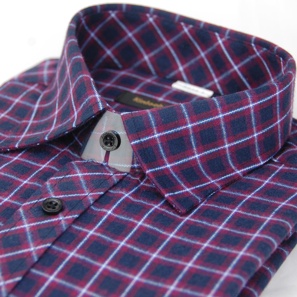 金安德森 紫色格紋保暖窄版長袖襯衫