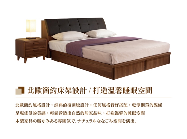 日本直人木業- Industry收納6尺加大抽屜生活床組