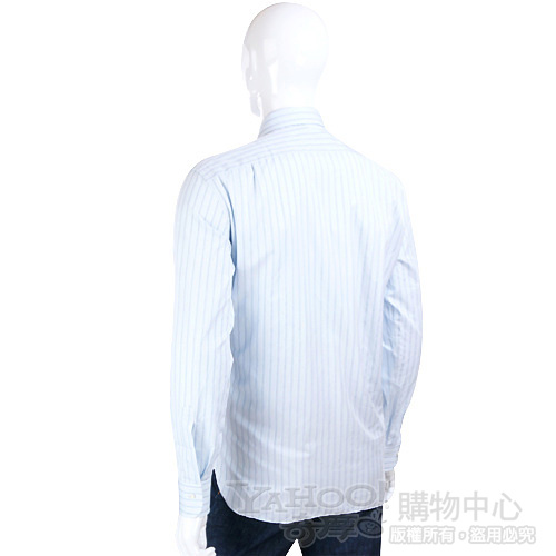 Ermenegildo Zegna 水藍色條紋長袖襯衫