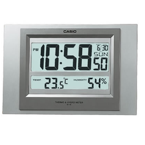CASIO 數位溫度顯示掛鐘/座鐘兩用(ID-16)-灰/藍 2色