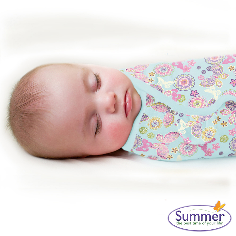美國 Summer Infant 嬰兒包巾 懶人包巾薄款 -純棉S 繽紛蝴蝶