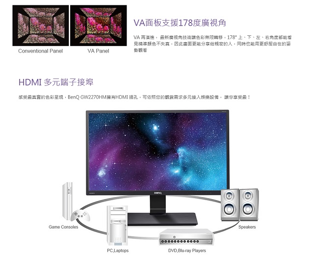 BenQ GW2270HM 22型VA 護眼廣視角電腦螢幕| 21-23型螢幕| Yahoo奇摩