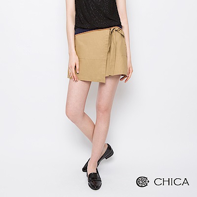 CHICA 歌詠青春學院風綁帶設計短裙(2色)