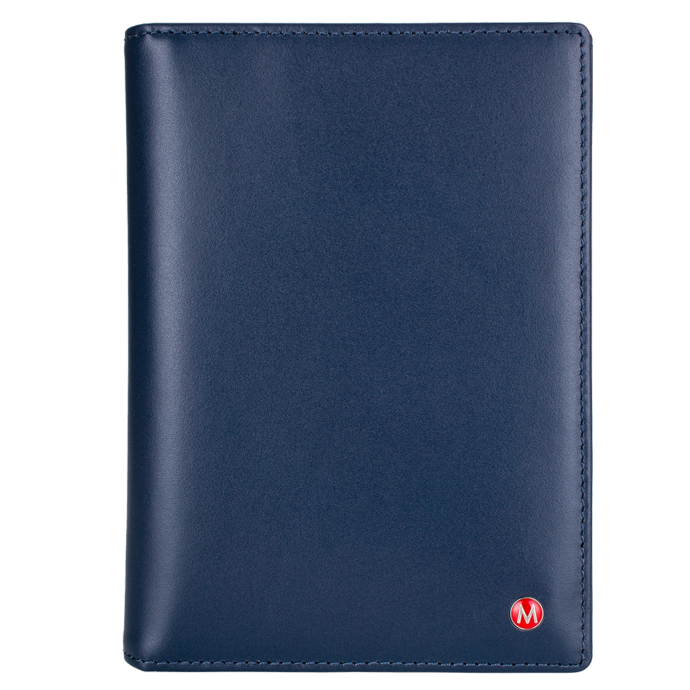 MONDAINE瑞士國鐵 牛皮雙色護照夾-藍x米