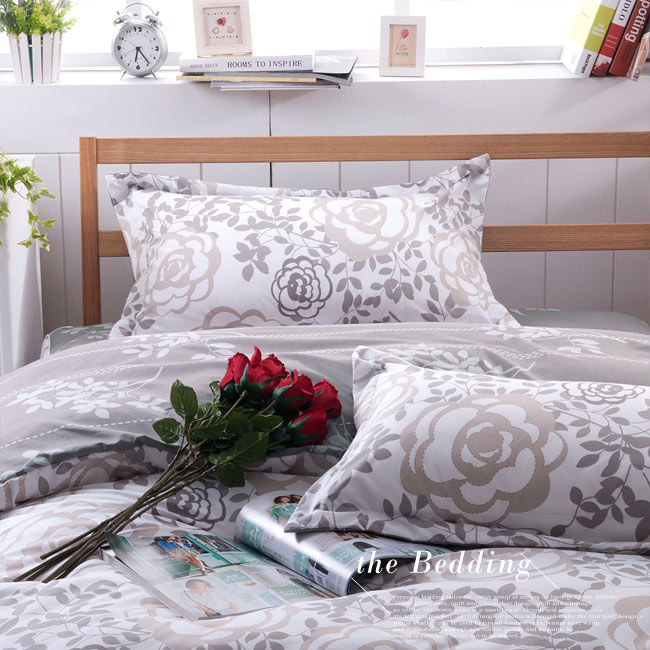 沙比瑞爾Saebi-Rer-玫瑰晨光 台灣製活性柔絲絨加大六件式床罩組