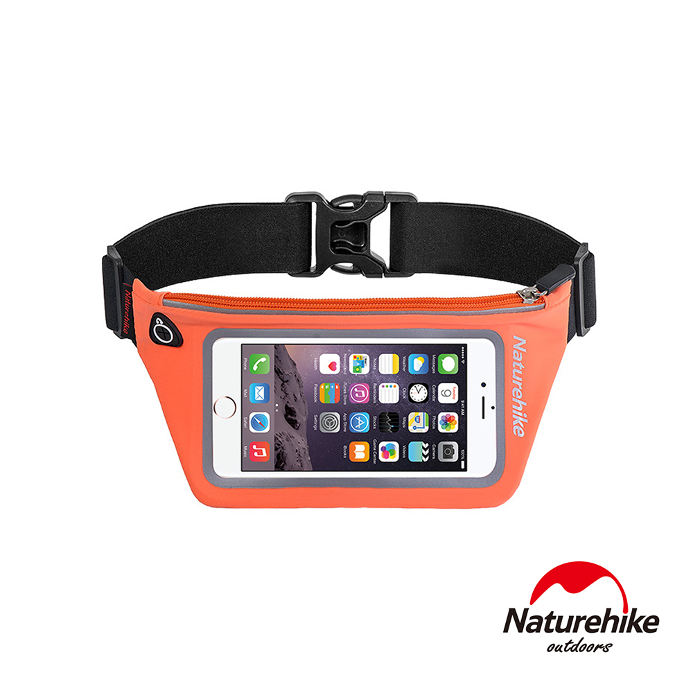 Naturehike 反光防水可透視貼身路跑運動腰包 手機包 亮橙