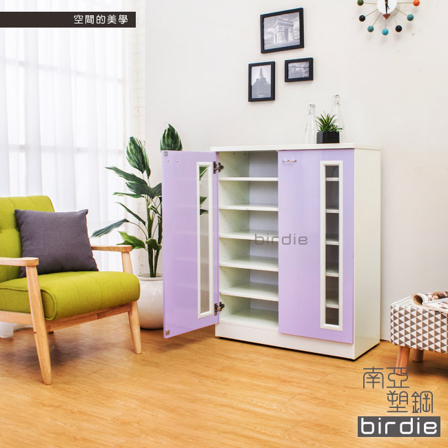 Birdie南亞塑鋼-2.7尺透視二門塑鋼鞋櫃(粉紫色)-81x37x103cm