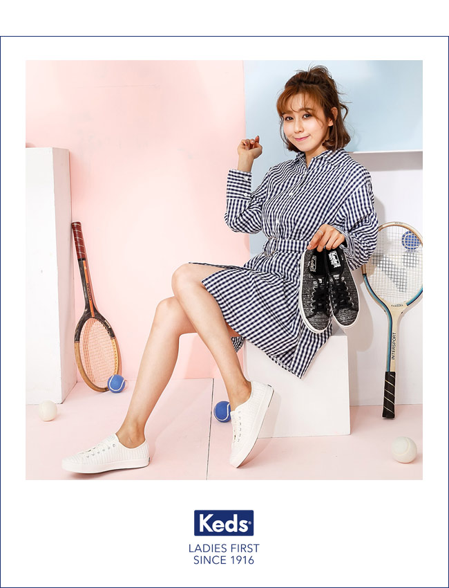 Keds KICKSTART金屬紗線綁帶休閒鞋-黑