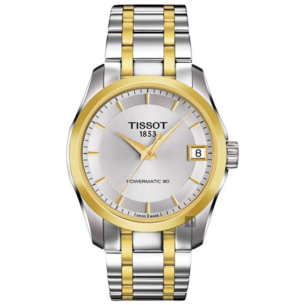 TISSOT 天梭 官方授權 建構師 Powermatic 80 機械女錶-銀x雙色/32mm T0352072203100