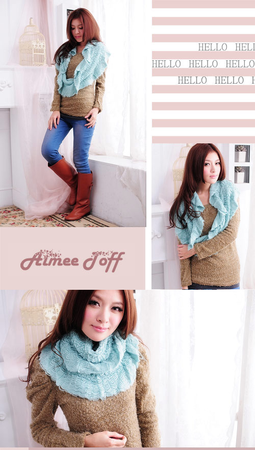 Aimee Toff 荷邊浪漫樂曲氣質精緻圍脖(綠)