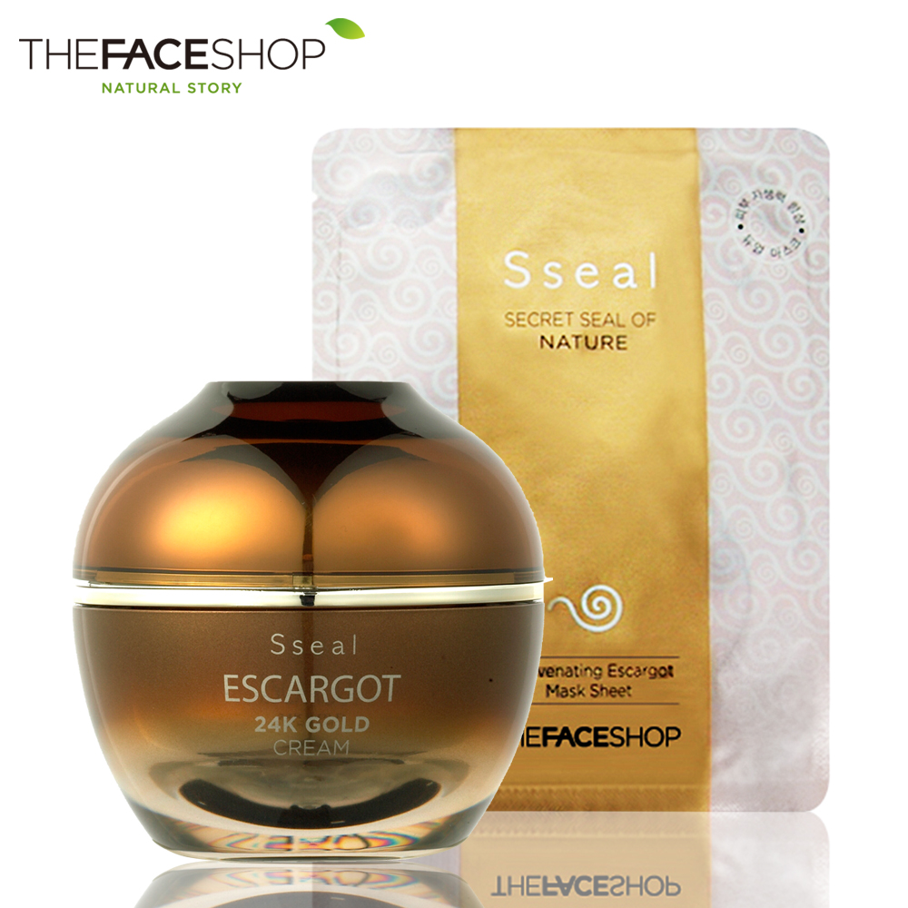 THEFACESHOP 蝸牛極效修護金萃彈潤組(金萃霜50ml+面膜)