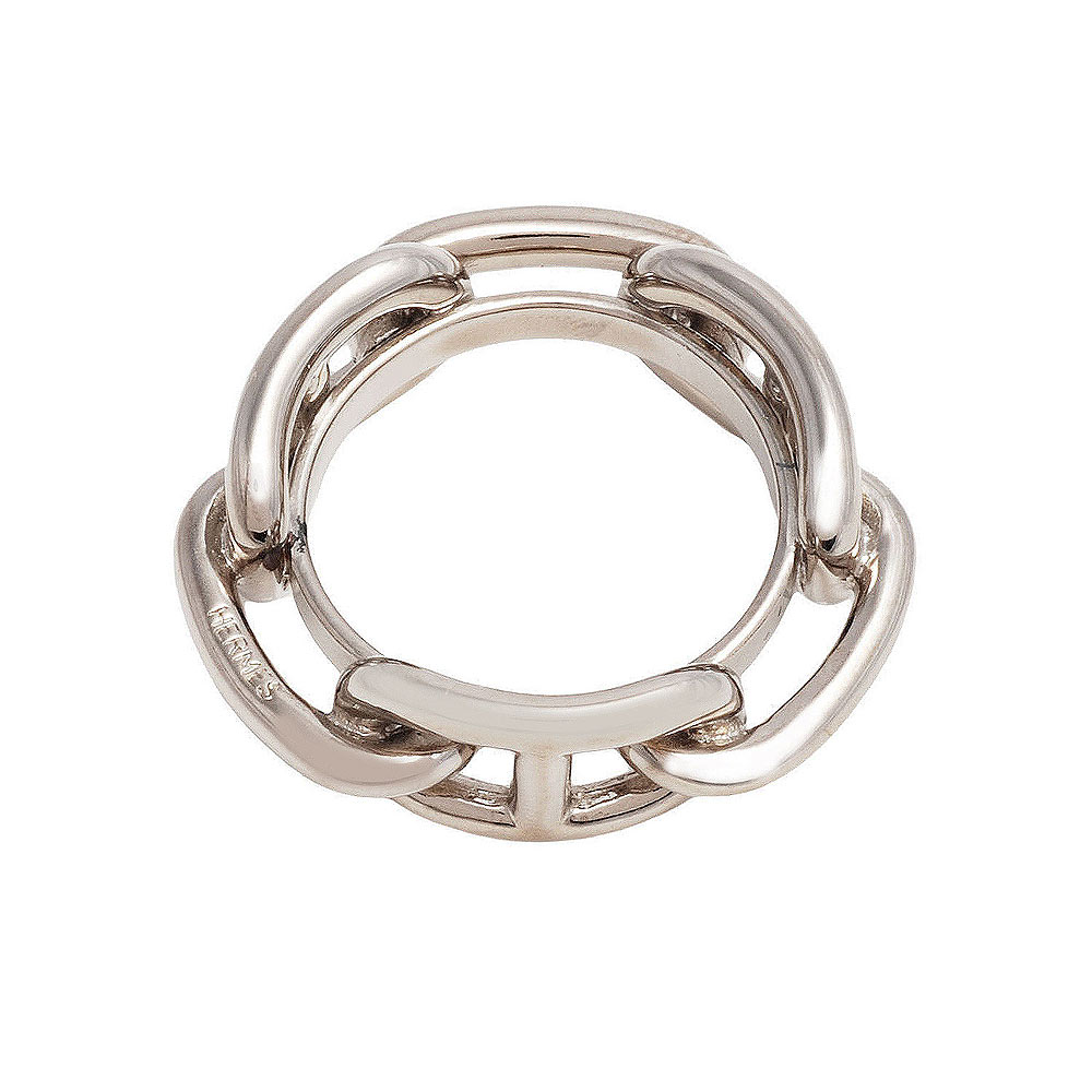 HERMES 經典Regate系列錨鍊造型純銀絲巾環(銀)