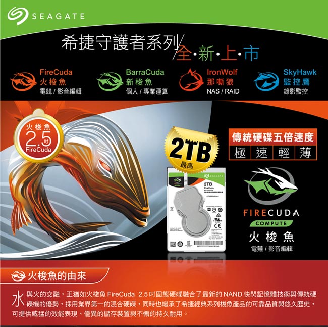 Seagate 火梭魚 FireCuda 2.5吋1TB SSHD 混合碟