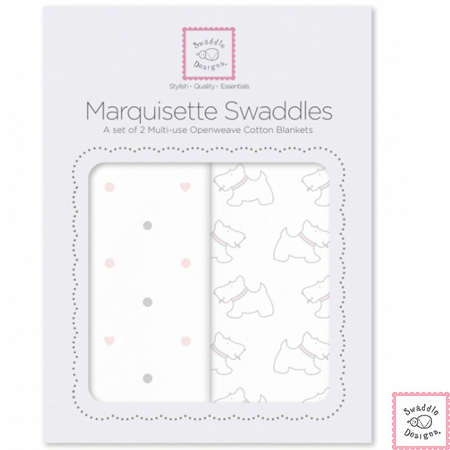 Swaddle Designs 多用途嬰兒包巾2入彌月禮盒組-狗狗點點