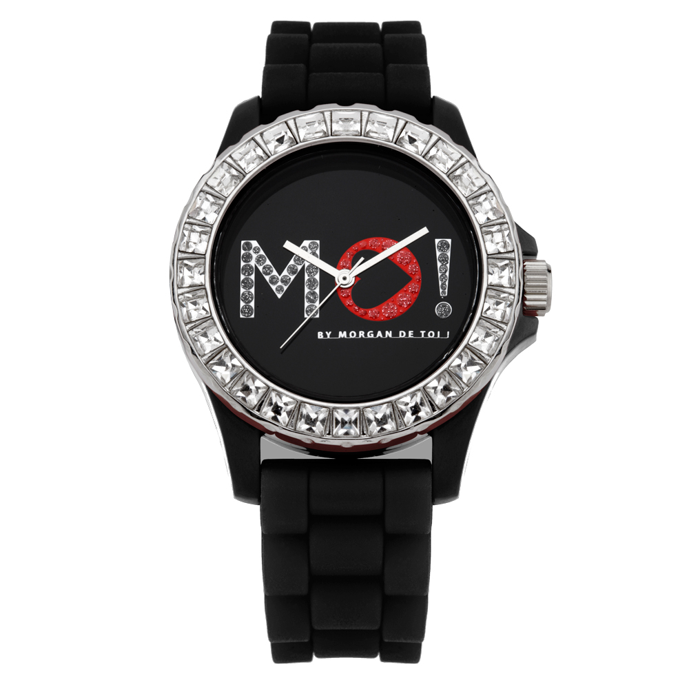 MORGAN 爵士讚歎晶鑽時尚腕錶-黑/40mm