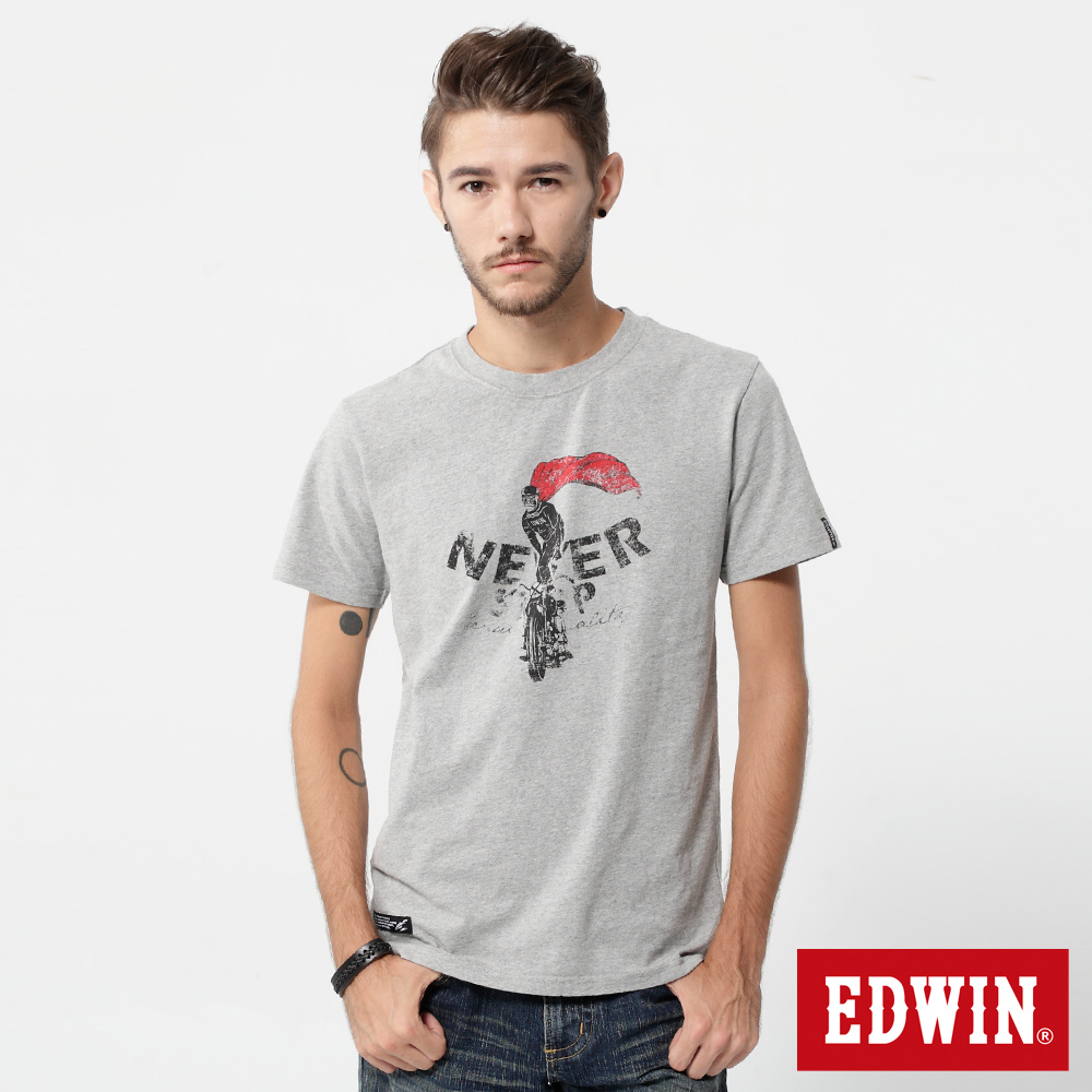 EDWIN 不老騎士短袖T恤-男-麻灰