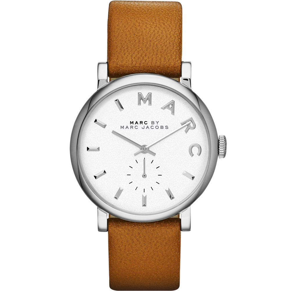Marc Jacobs Baker 國際舞台小秒針腕錶-銀x咖啡色錶帶/36mm