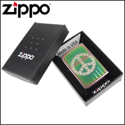 ZIPPO 美系~Rivet Peace Sign-鉚釘和平標誌圖案打火機