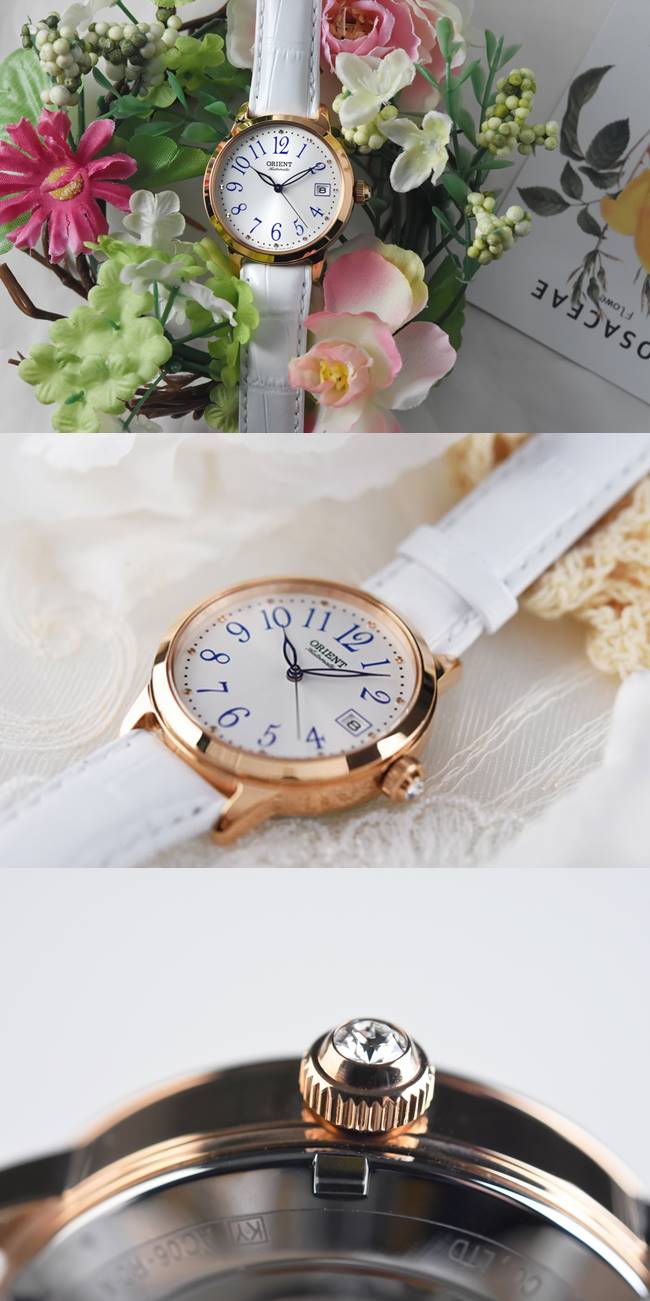 ORIENT 東方錶 ELEGANT系列 機械腕女錶-白x玫瑰金框/35.5mm