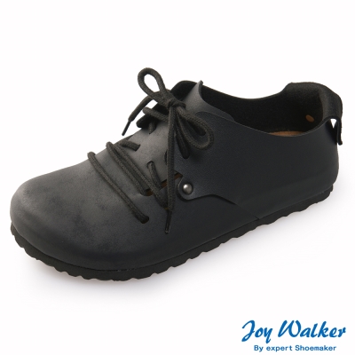 Joy Walker 休閒撞色拼接綁帶包鞋*黑色