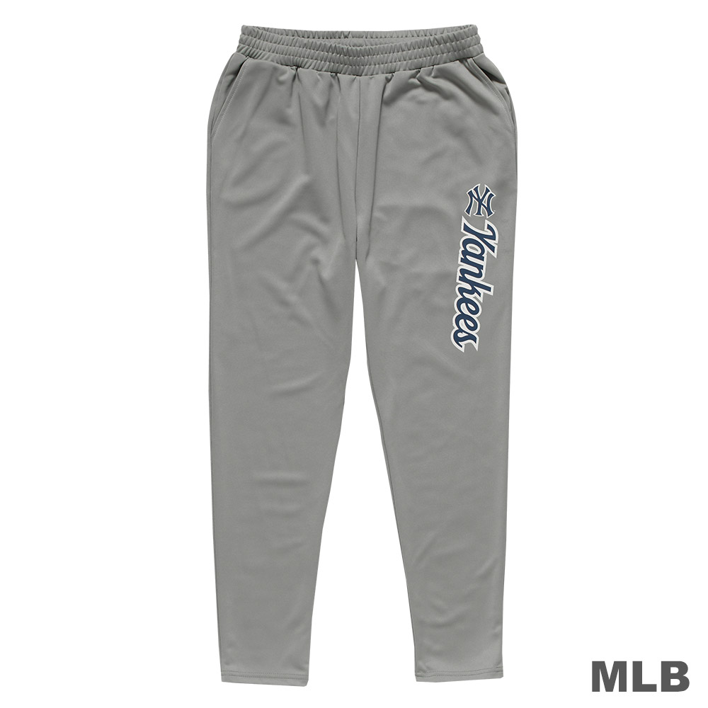 MLB-紐約洋基隊LOGO印花合身窄管長褲-灰 (男)