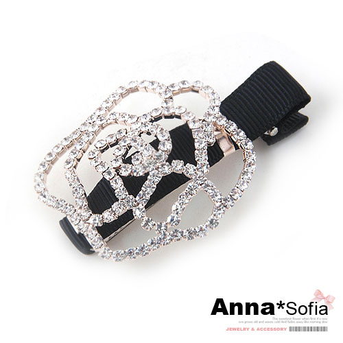 【3件480】AnnaSofia 奢耀晶鑽款 小髮夾(玫瑰-黑)