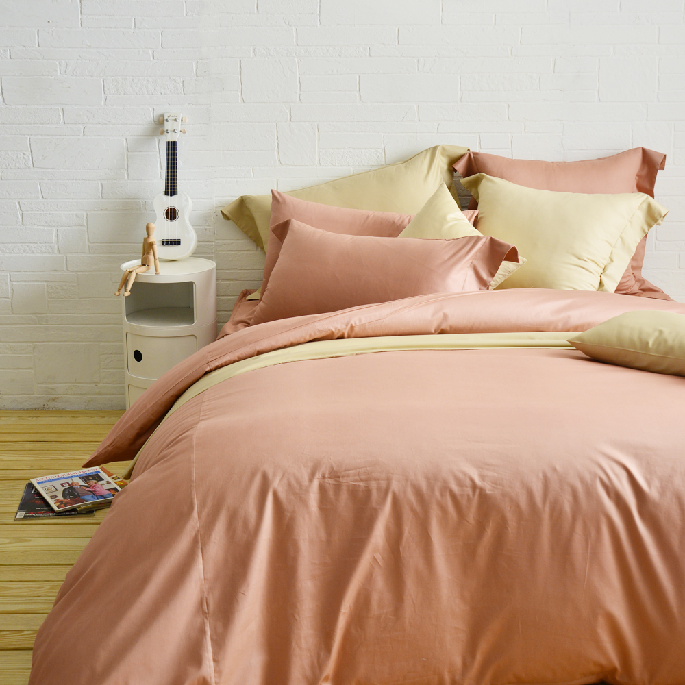 Cozy inn 簡單純色-梅子咖 加大四件組 200織精梳棉薄被套床包組