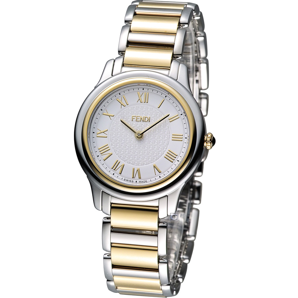 FENDI Classico 古典優雅時尚腕錶-銀x雙色版/32mm