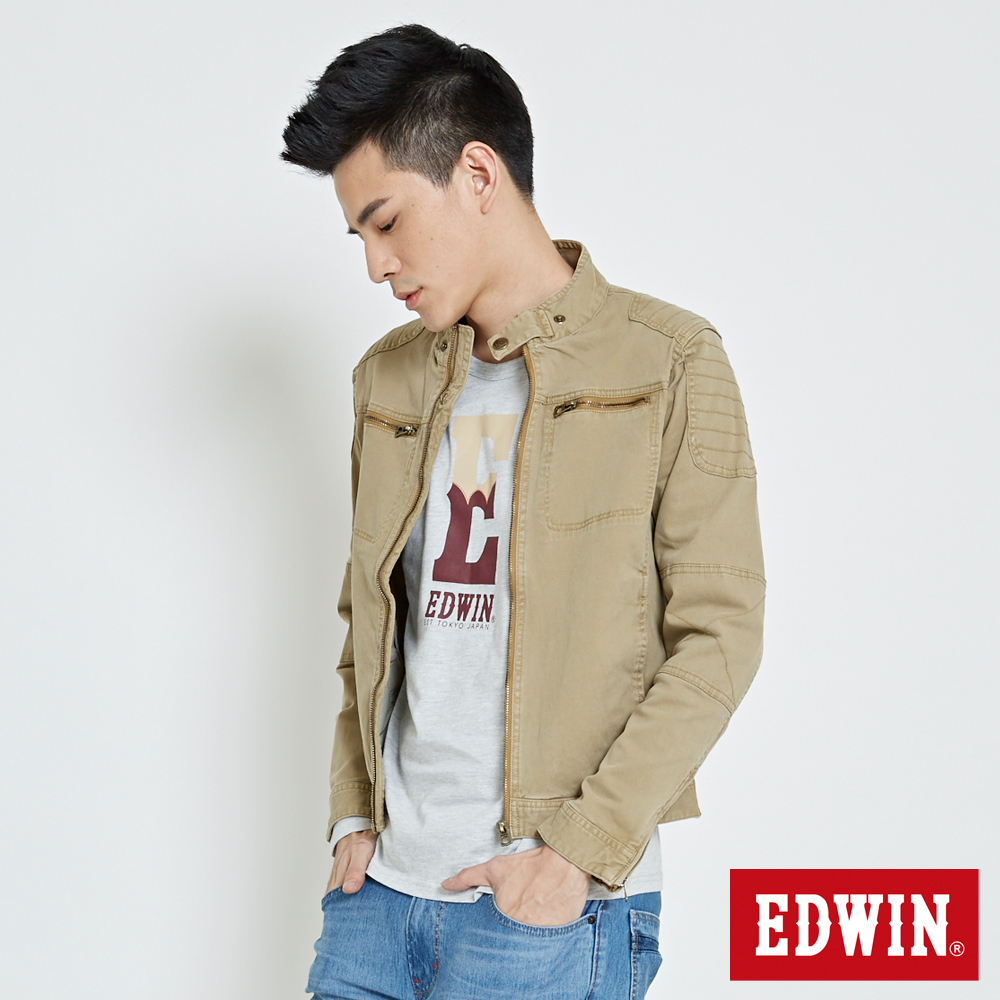 EDWIN 騎士短版夾克外套-男-淺卡其