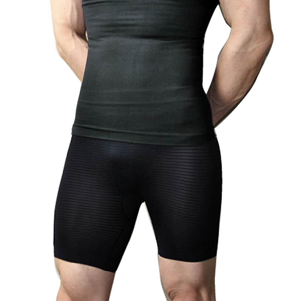 LEADER 男性塑身專用鍺鈦銀按摩提臀三分褲(黑色)
