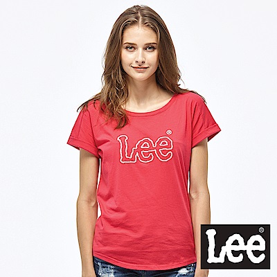 Lee 鎖鏈LOGO短袖圓領TEE-女款-紅