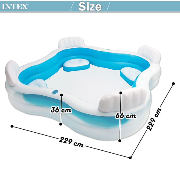 INTEX 方型有靠墊透明戲水游泳池 (56475)