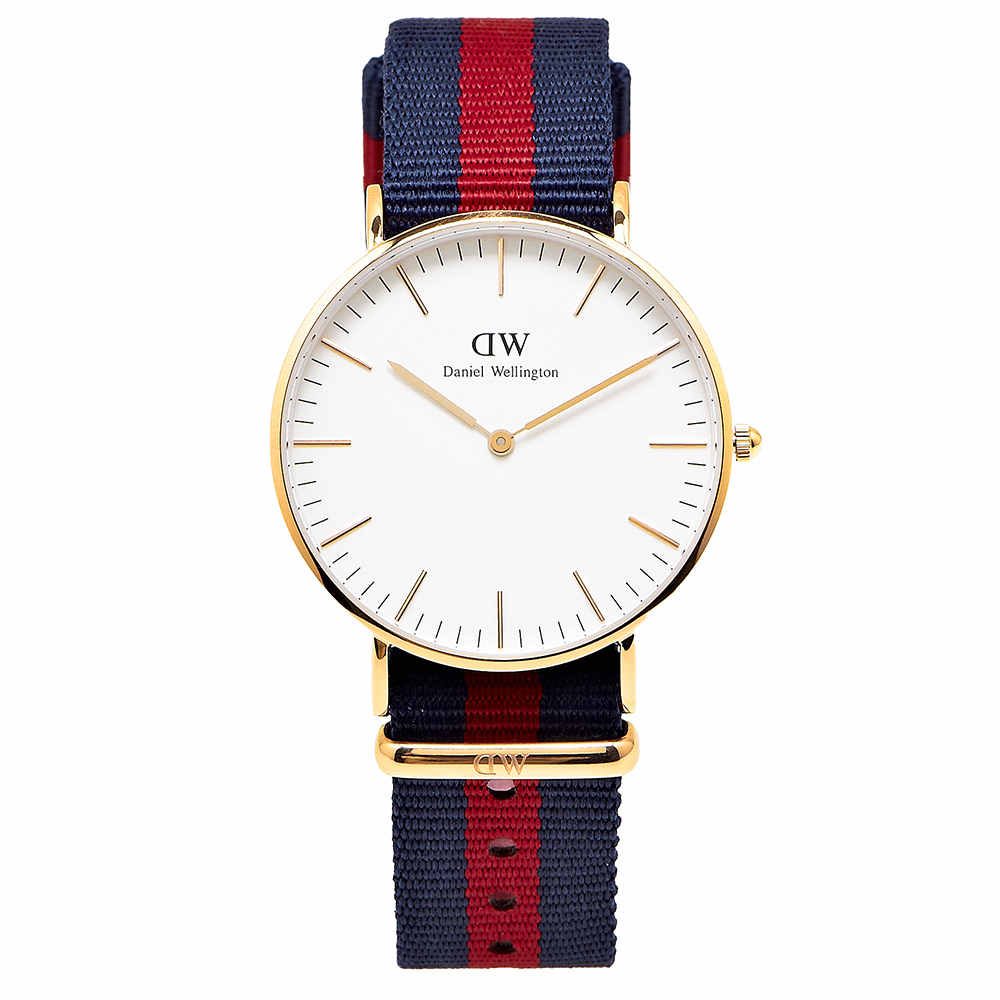 DW Daniel Wellington 經典Oxford腕錶 -白/金框/36mm